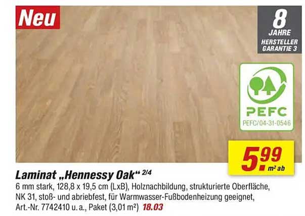 Laminat „Hennessy Oak“