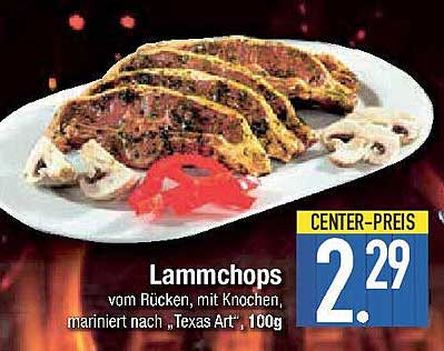 Lammchops vom Rücken, mariniert nach 'Texas Art', 100g