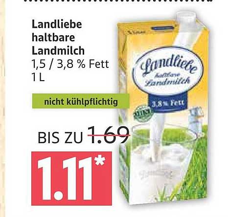 Landliebe haltbare Landmilch 1,5 / 3,8 % Fett 1 L
