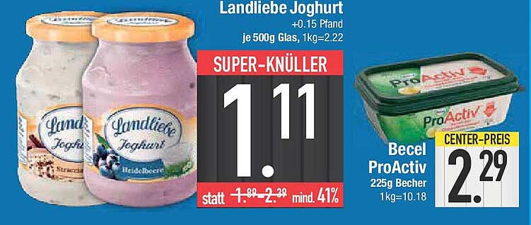 Landliebe Joghurt 500g zum Sparpreis von 1,11 €