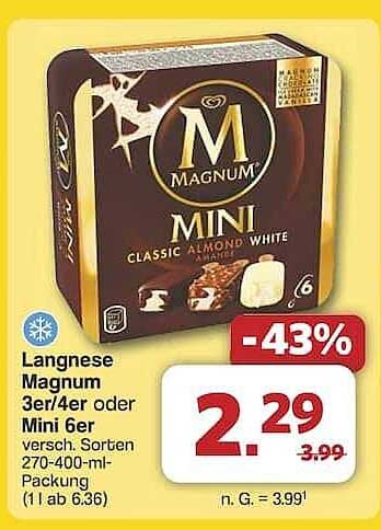 Langnese Magnum Mini 6er Pack Classic Almond White
