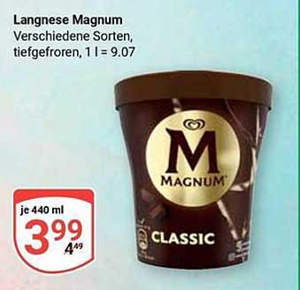 Langnese Magnum Verschiedene Sorten, tiefgefroren, 1 l = 9,07