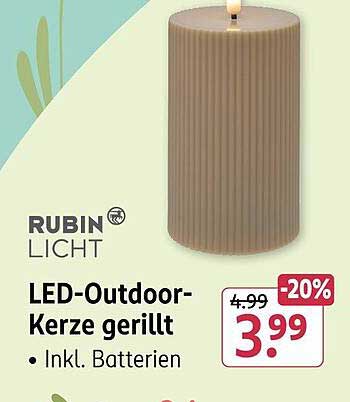 LED-Outdoor-Kerze gerillt - inkl. Batterien
