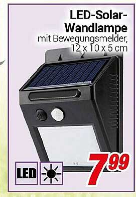 LED-Solar-Wandleuchte mit Bewegungsmelder, 12 x 10 x 5 cm