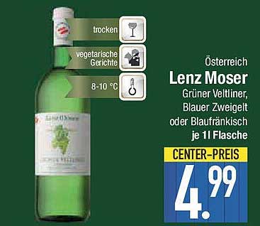 Lenz Moser - Grüner Veltliner, Blauer Zweigelt oder Blaufränkisch je 1l Flasche