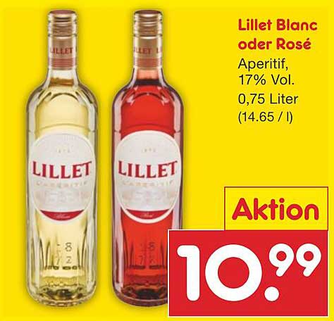 Lillet Blanc oder Rosé, 0,75 Liter, 17% Vol.