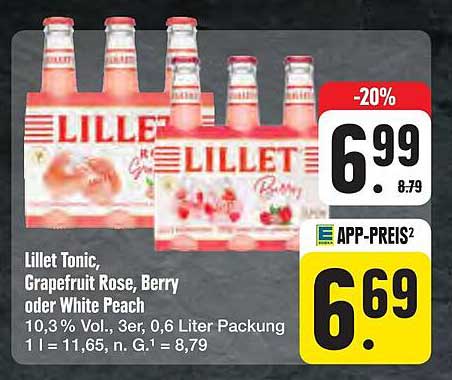 Lillet Tonic, Grapefruit Rose, Berry oder White Peach – 0,6 Liter Packung