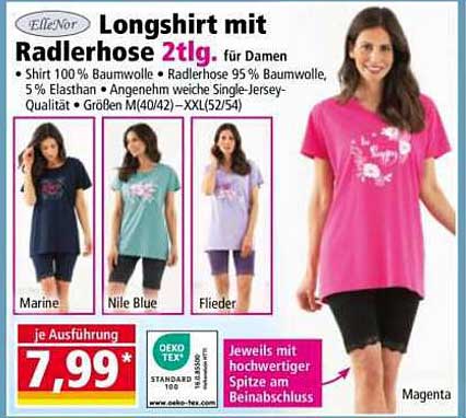 Longshirt mit Radlerhose 2tlg. für Damen