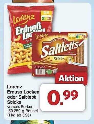 Lorenz Erdnuss-Locken oder Saltletts Sticks - Aktionspreis