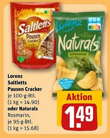 Lorenz Saltletts Pausen Cracker oder Naturals Rosmarin