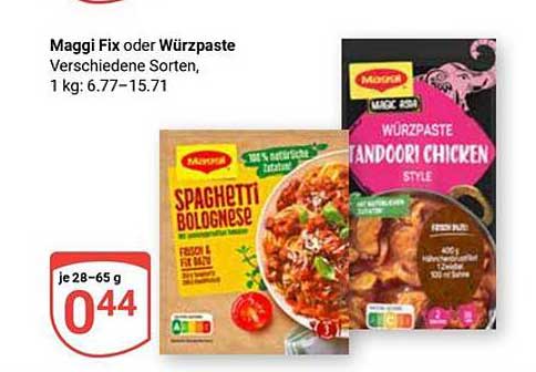 Maggi Fix oder Würzpaste - verschiedene Sorten, 28 bis 65 g