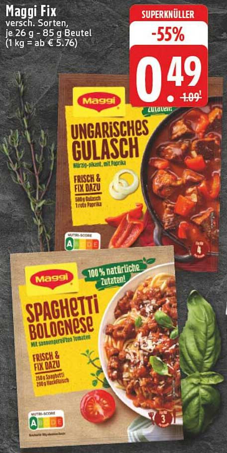 Maggi Fix Ungarisches Gulasch und Spaghetti Bolognese