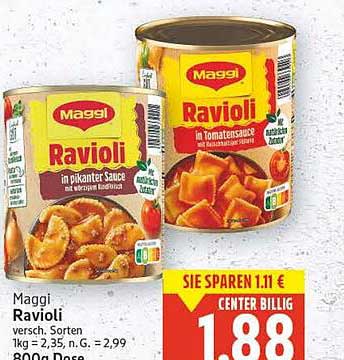 Maggi Ravioli in pikante Sauce und Tomatensauce - Verschiedene Sorten