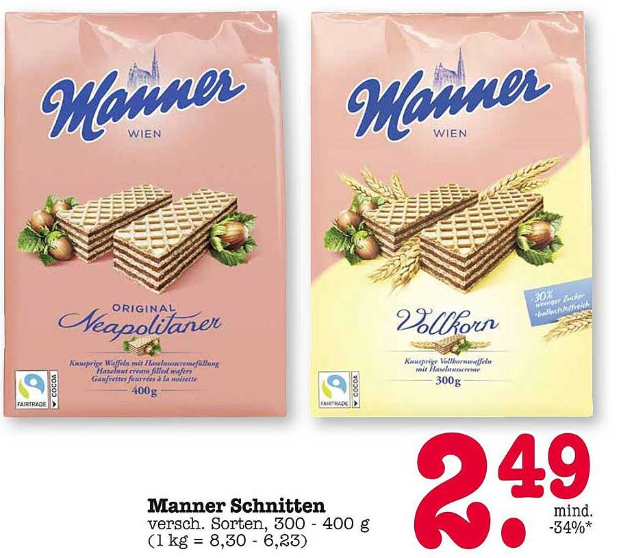 Manner Schnitten - versch. Sorten, 300 - 400 g