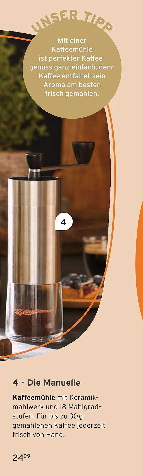 Manuelle Kaffeemühle mit Keramikmahlwerk