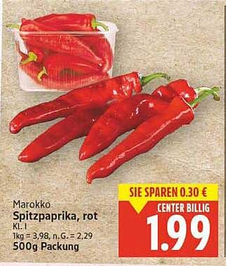 Marokko Spitzpaprika, rot Kl. I 500g Packung