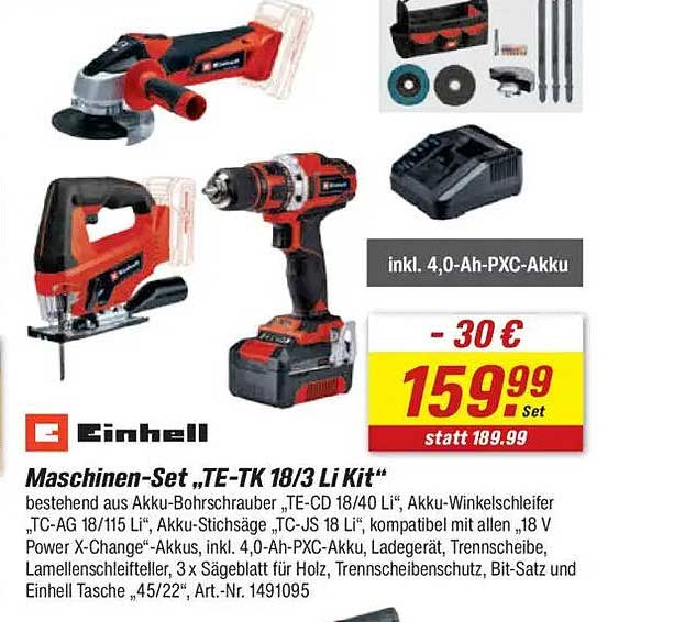 Maschinen-Set „TE-TK 18/3 Li Kit“