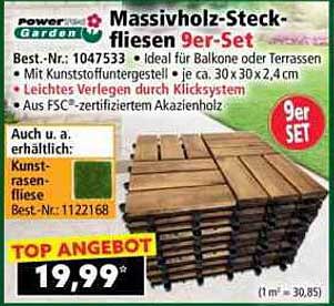 Massivholz-Steckfliesen 9er-Set