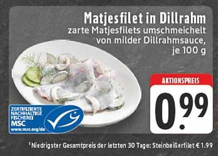 Matjesfilet in Dillrahm - zarte Matjesfilets umschmeichelt von milder Dillrahmsauce, je 100 g