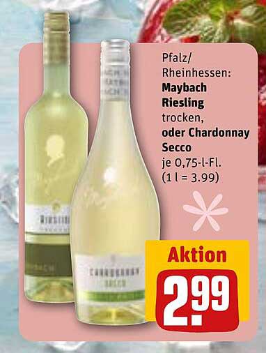 Maybach Riesling trocken oder Chardonnay Secco, je 0,75-l-Fl.