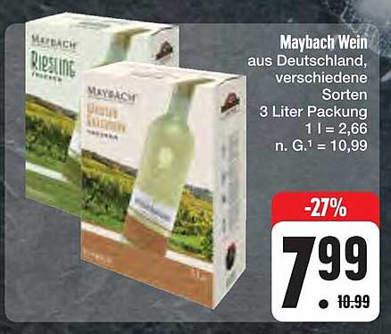 Maybach Wein aus Deutschland, verschiedene Sorten