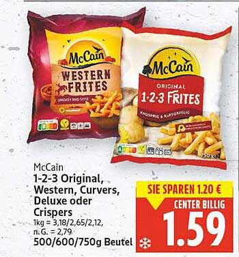 McCain 1-2-3 Original, Western, Curvers, Deluxe oder Crispers