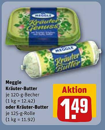Meggle Kräuter-Butter je 120-g-Becher oder 125-g-Rolle
