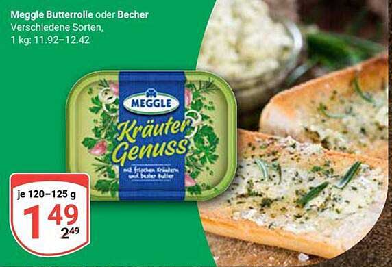 Meggle Kräuter Genuss Butterrolle oder Becher - Verschiedene Sorten