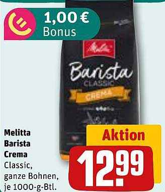 Melitta Barista Crema, ganze Bohnen, je 1000-g-Btl.