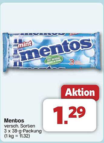 Mentos versch. Sorten 3 x 38-g-gPackung