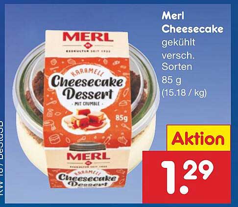 Merl Cheesecake Dessert, gekühlt, verschiedene Sorten, 85 g