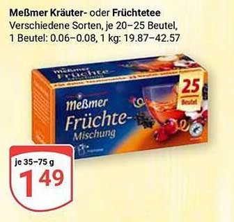 Meßmer Kräuter- oder Früchtetee 25 Beutel