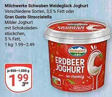 Milchwerke Schwaben Weideglück Joghurt - Erdbeer oder Gran Gusto Stracciatella