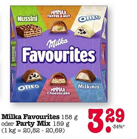 Milka Favourites 158 g oder Party Mix 159 g