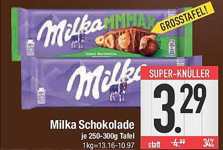 Milka Schokolade je 250-300g Tafel