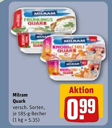 Milram Quark - verschiedene Sorten, je 185-g-Becher für nur 0,99 €
