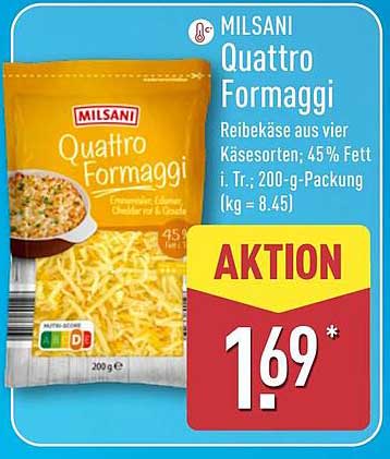 MILSANI Quattro Formaggi – Reibekäse aus vier Käsesorten