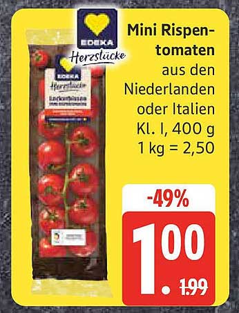 Mini Rispen-Tomaten aus den Niederlanden oder Italien, 400 g