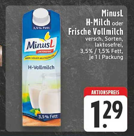 MinusL H-Milch oder Frische Vollmilch