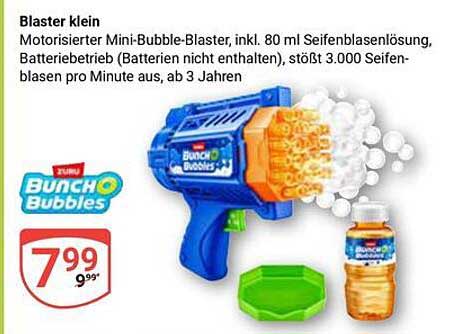 Motorisierter Mini-Bubble-Blaster inkl. 80 ml Seifenblasenlösung