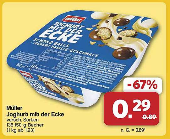 Müller Joghurt mit der Ecke - versch. Sorten 135-150 g-Becher
