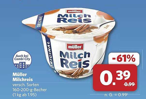 Müller Milchreis verschiedene Sorten 160-200 g Becher