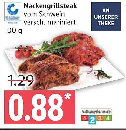 Nackengrillsteak vom Schwein - verschiedene marinierte Sorten
