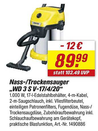 Nass-/Trockensauger „WD 3 V-17/4/20“