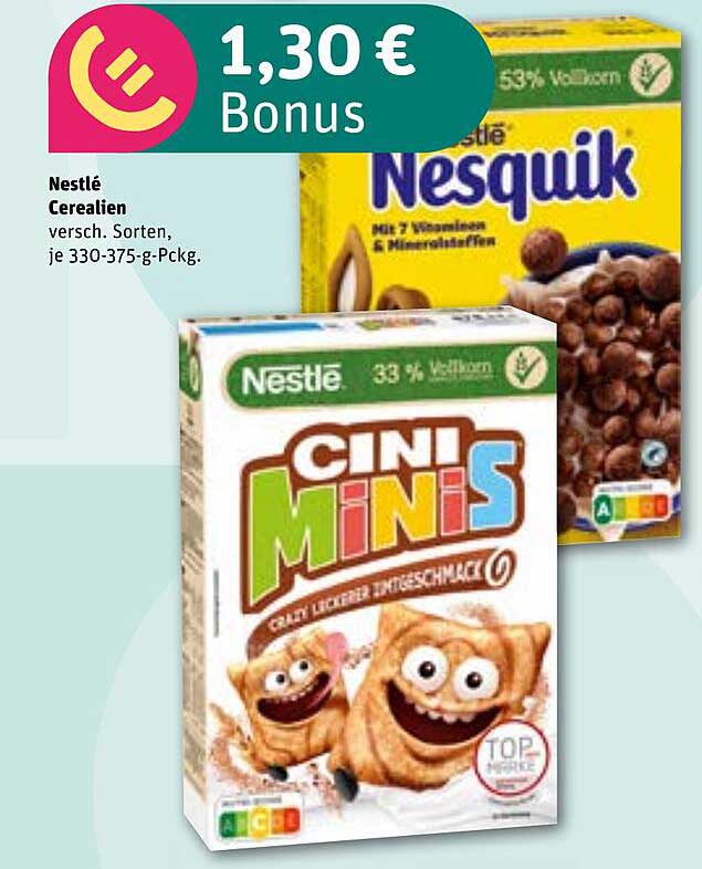 Nestlé Cini Minis und Nesquik verschiedene Sorten, je 330-375 g-Packung
