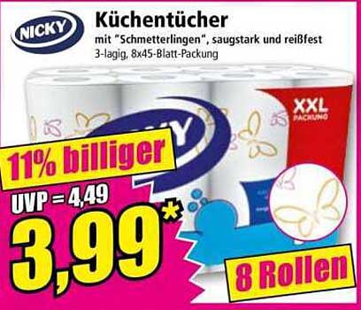 Nicky Küchen­tücher - 8 Rollen in XXL-Packung