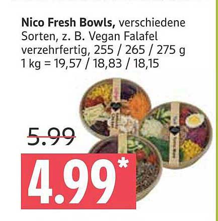 Nico Fresh Bowls, verschiedene Sorten, z. B. Vegan Falafel