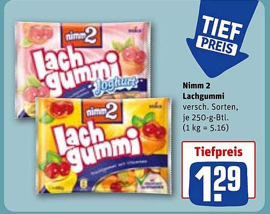 Nimm 2 Lachgummi verschiedene Sorten, je 250-g-Btl.