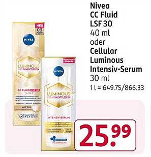 Nivea CC Fluid LSF 30 oder Cellular Luminous Intensiv-Serum