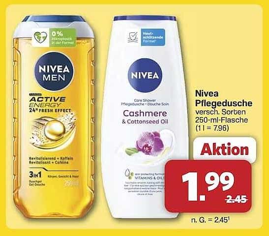 Nivea Pflegedusche verschiedene Sorten 250-ml-Flasche (1 l = 7,96)